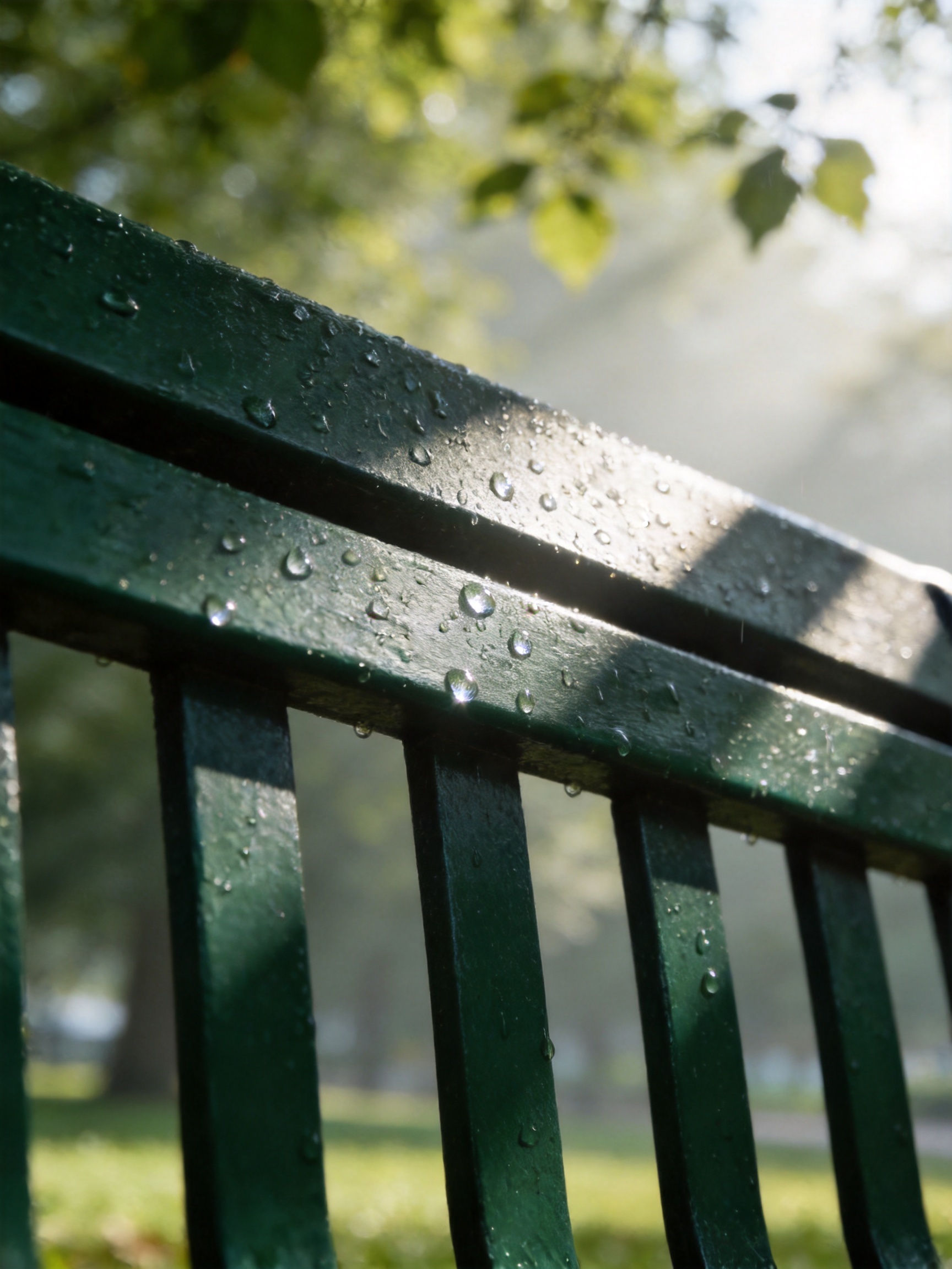 雨后长椅·水珠新叶